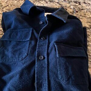 Men's Large L L Bean Chamois Shirt, Navy Blue